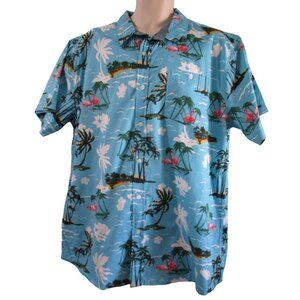 Eighty Eight Platinum XXL Men's Tropical Flamingo Print Button Up Cotton EUC